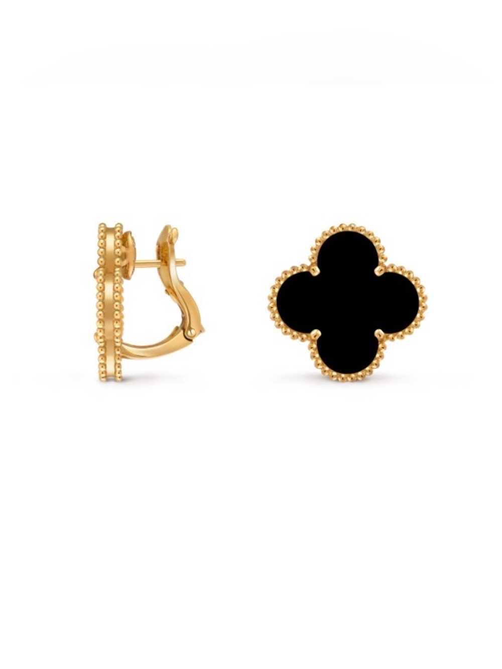 RARE Van Cleef & Arpels Magic Onyx Alhambra single motif earrings FULL SET - Picture 4 of 15